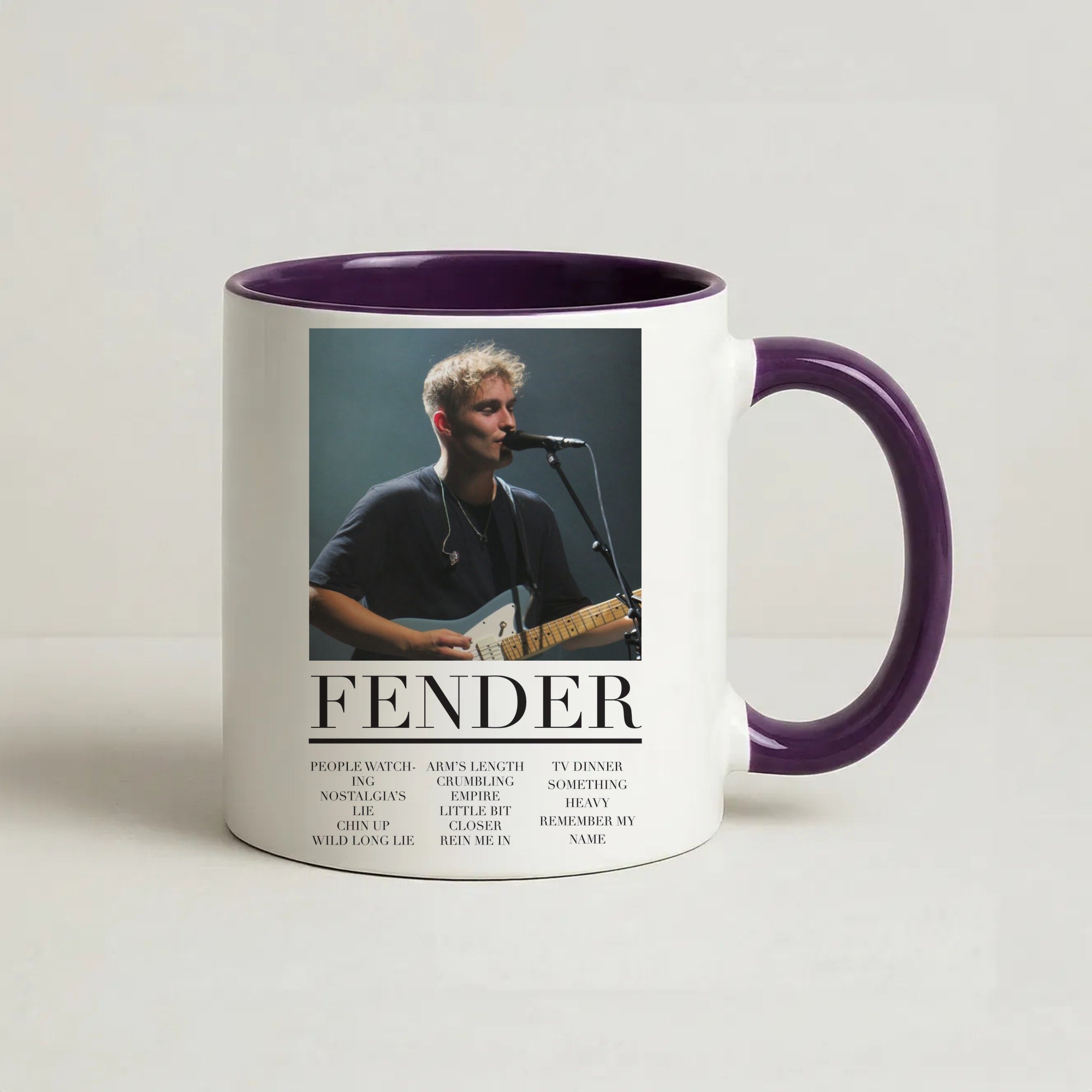 Fender Orange Song List Coffee Purple Mug