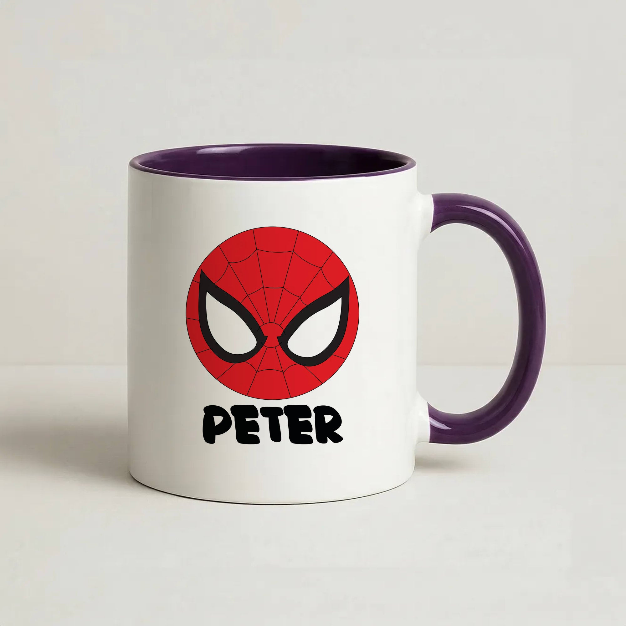 SpiderMan - Personalised Superhero Comic Coffee Purple Mug