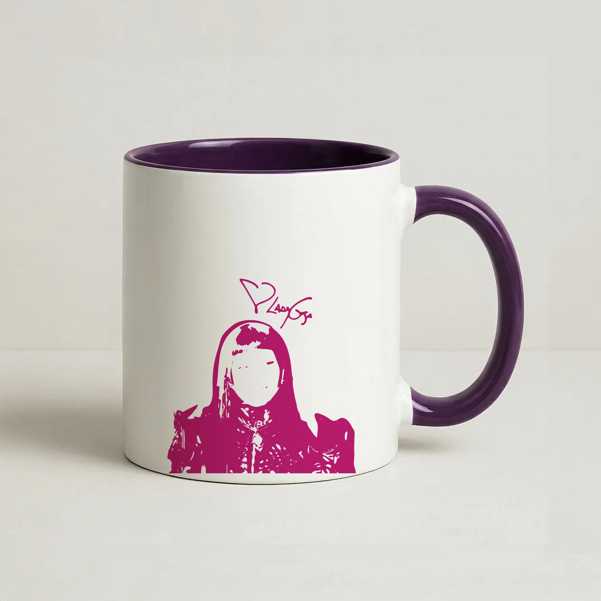Black Gaga Silhouette Coffee Purple Mug