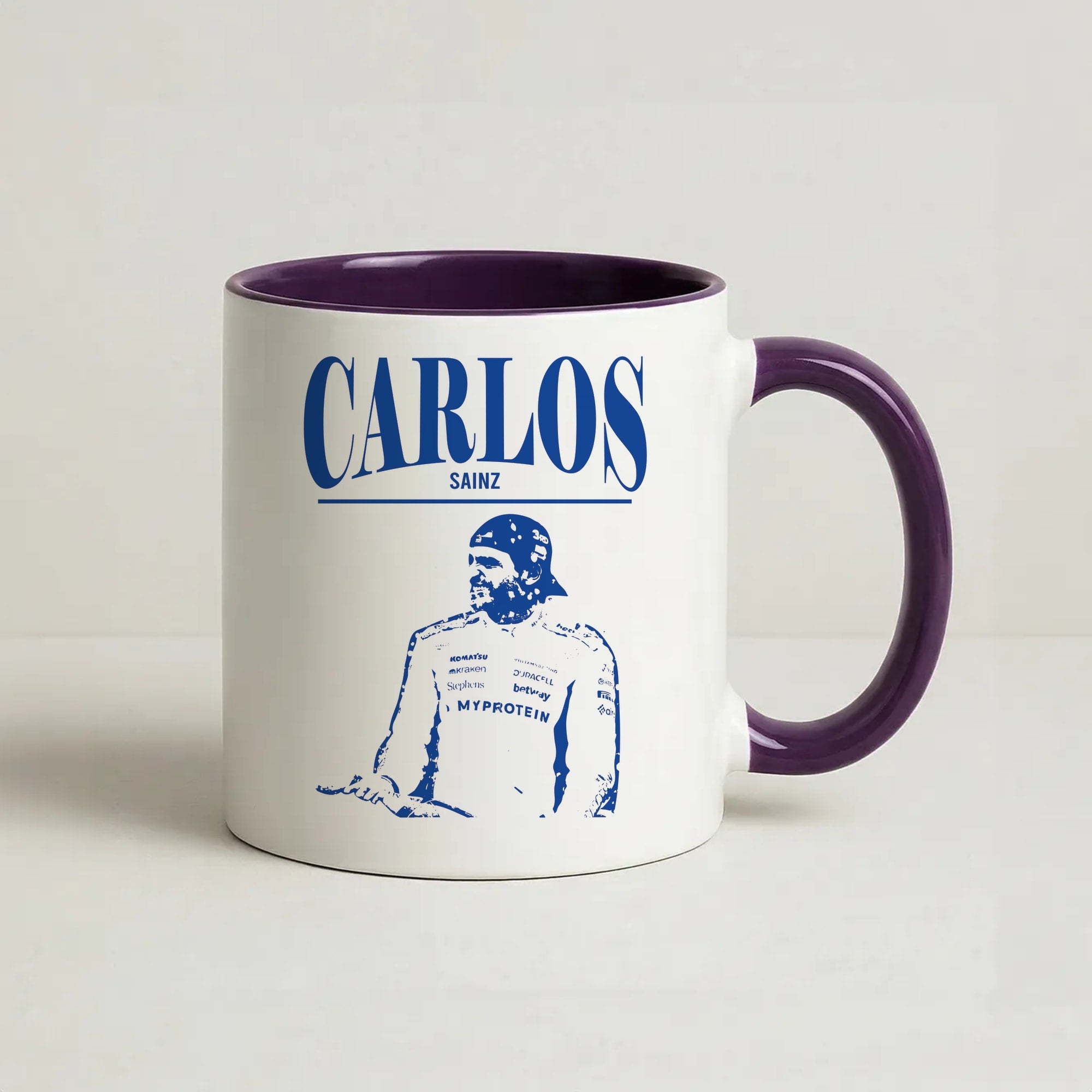Carlos White And Blue Coffee Purple Mug