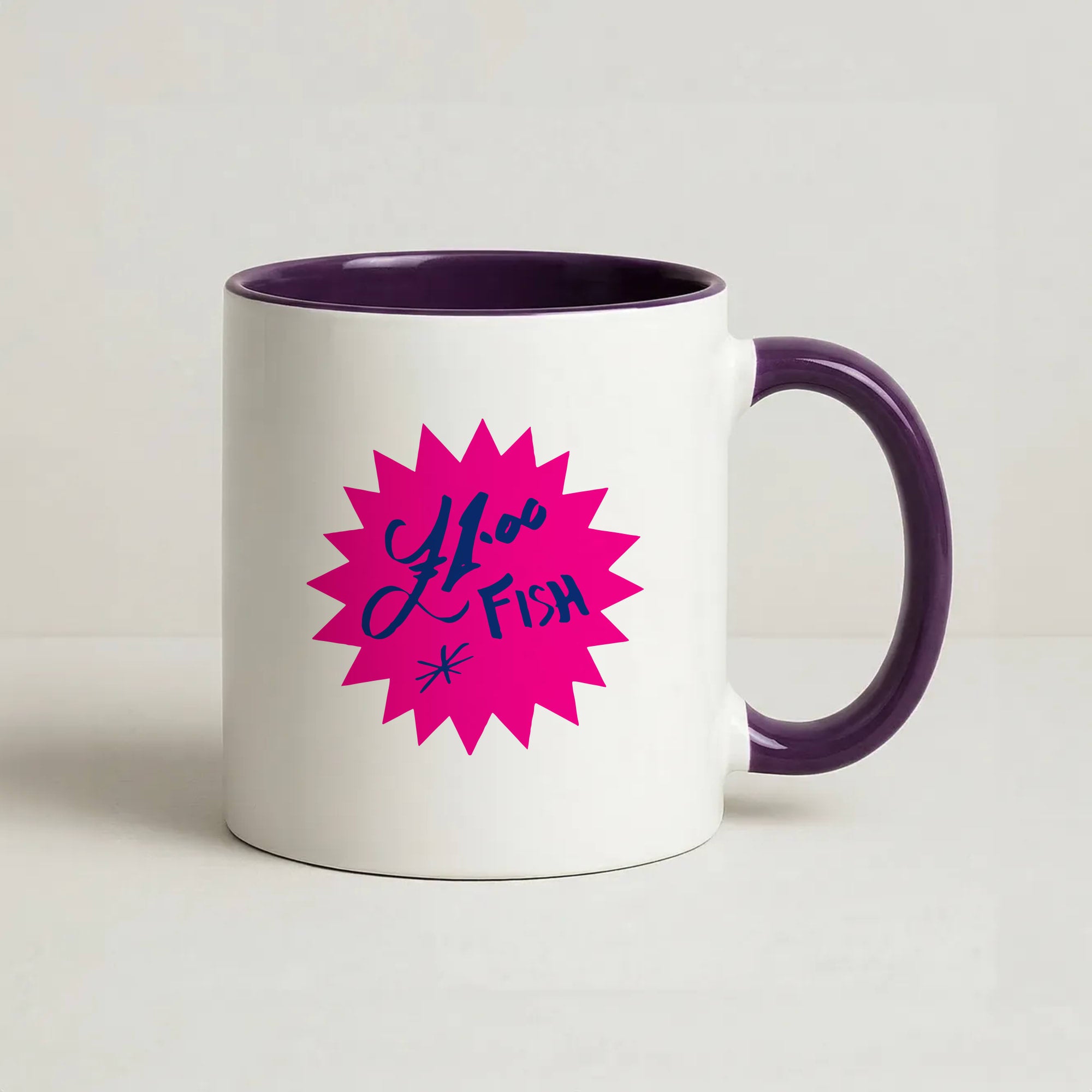 One Pound Fish - British Pop Culture Coffee Purple Mug