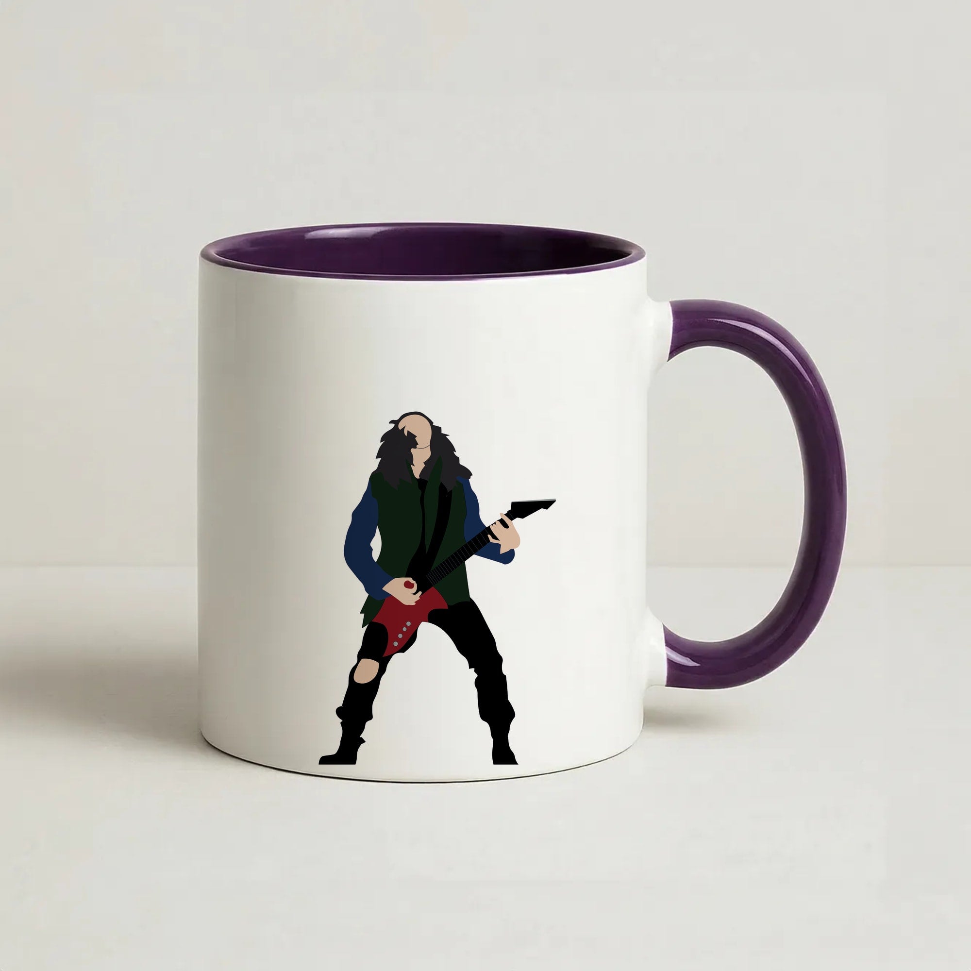 Eddie Munson Playing Guitar Coffee Purple Mug