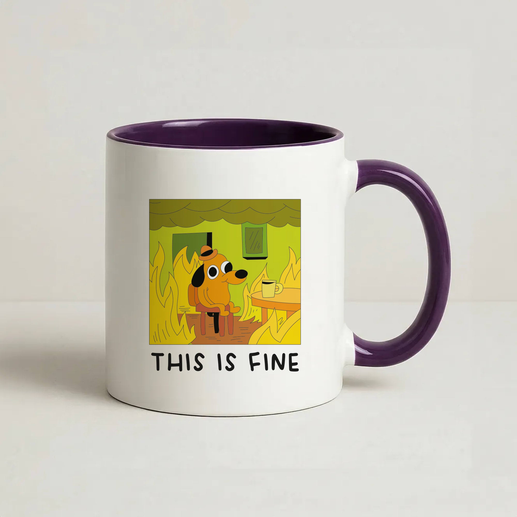 This Is Fine - Memes Coffee Purple Mug