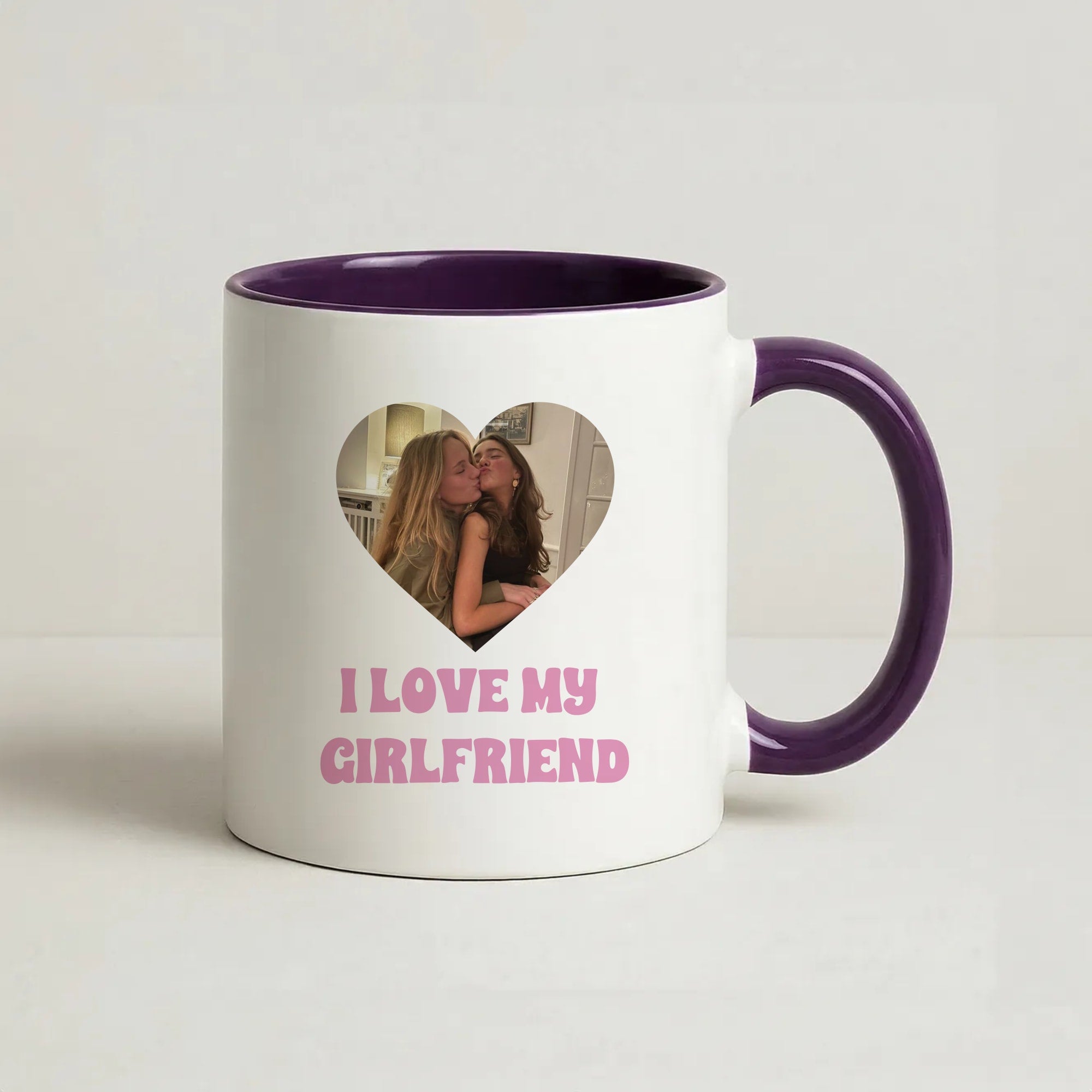 I Love My Girlfriend - Personalised Couples Coffee Purple Mug