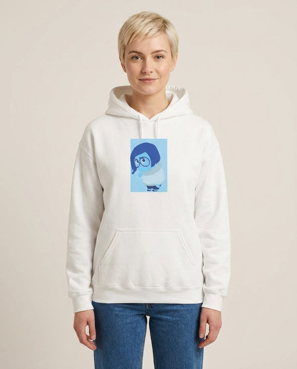 Sadness - Inside Out Hoodie — White Front, worn