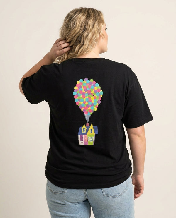 House Up T-Shirt — Black Back, worn