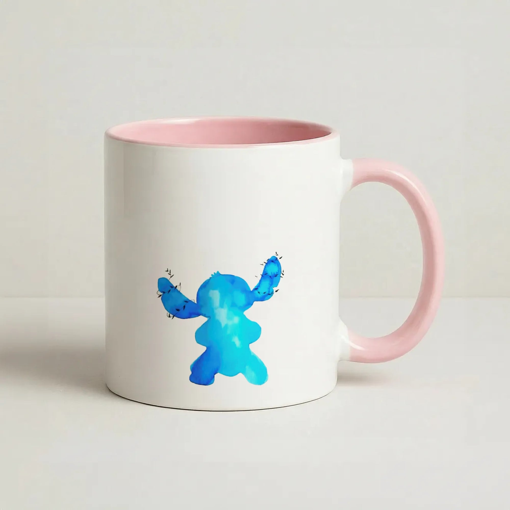 Watercolour Blue Alien Disney Coffee Pink Mug