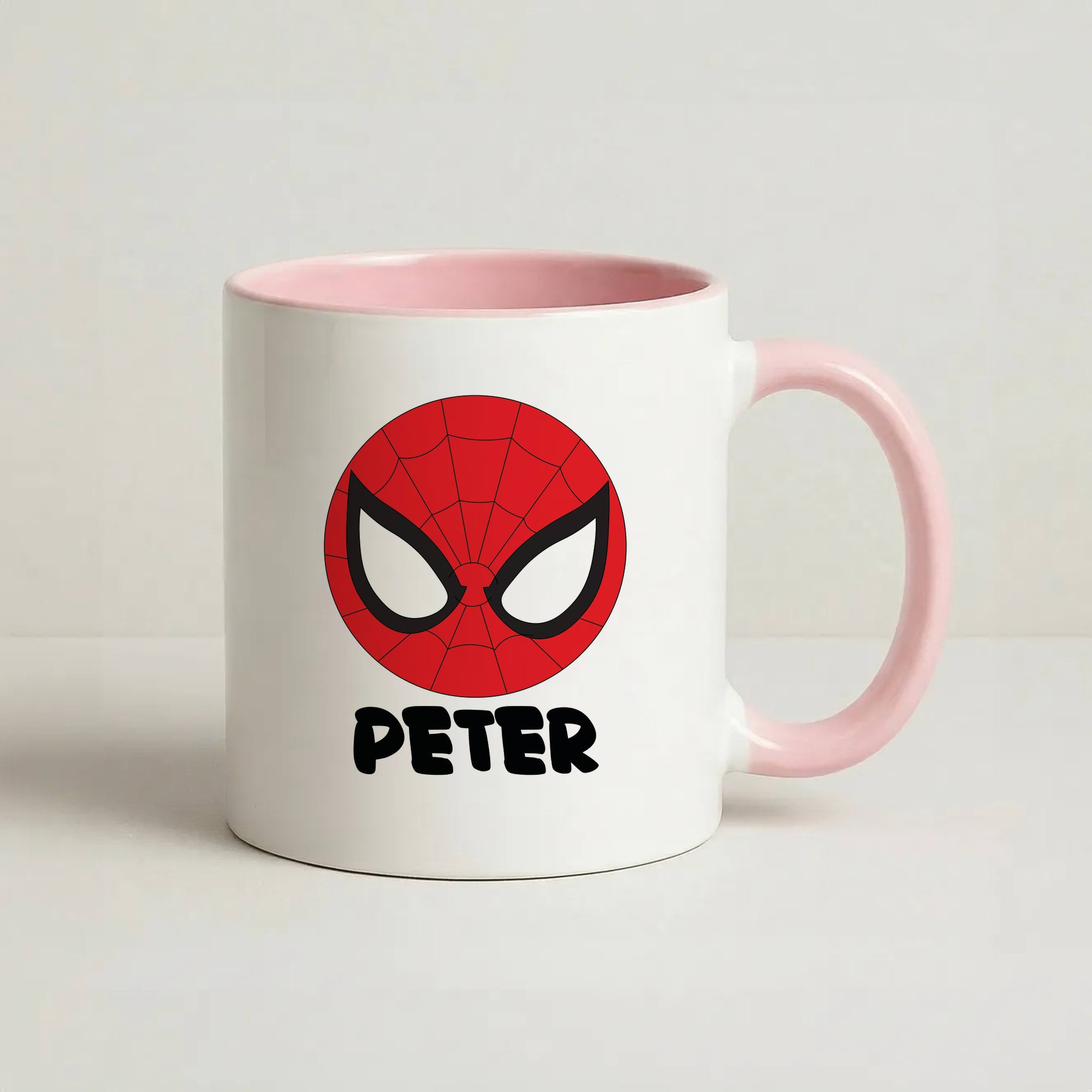 SpiderMan - Personalised Superhero Comic Coffee Pink Mug