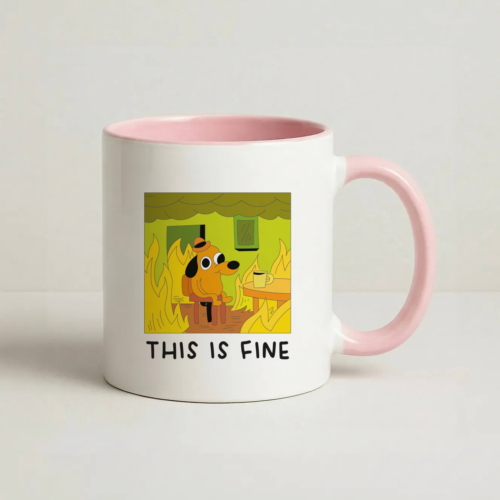 This Is Fine - Memes Coffee Pink Mug
