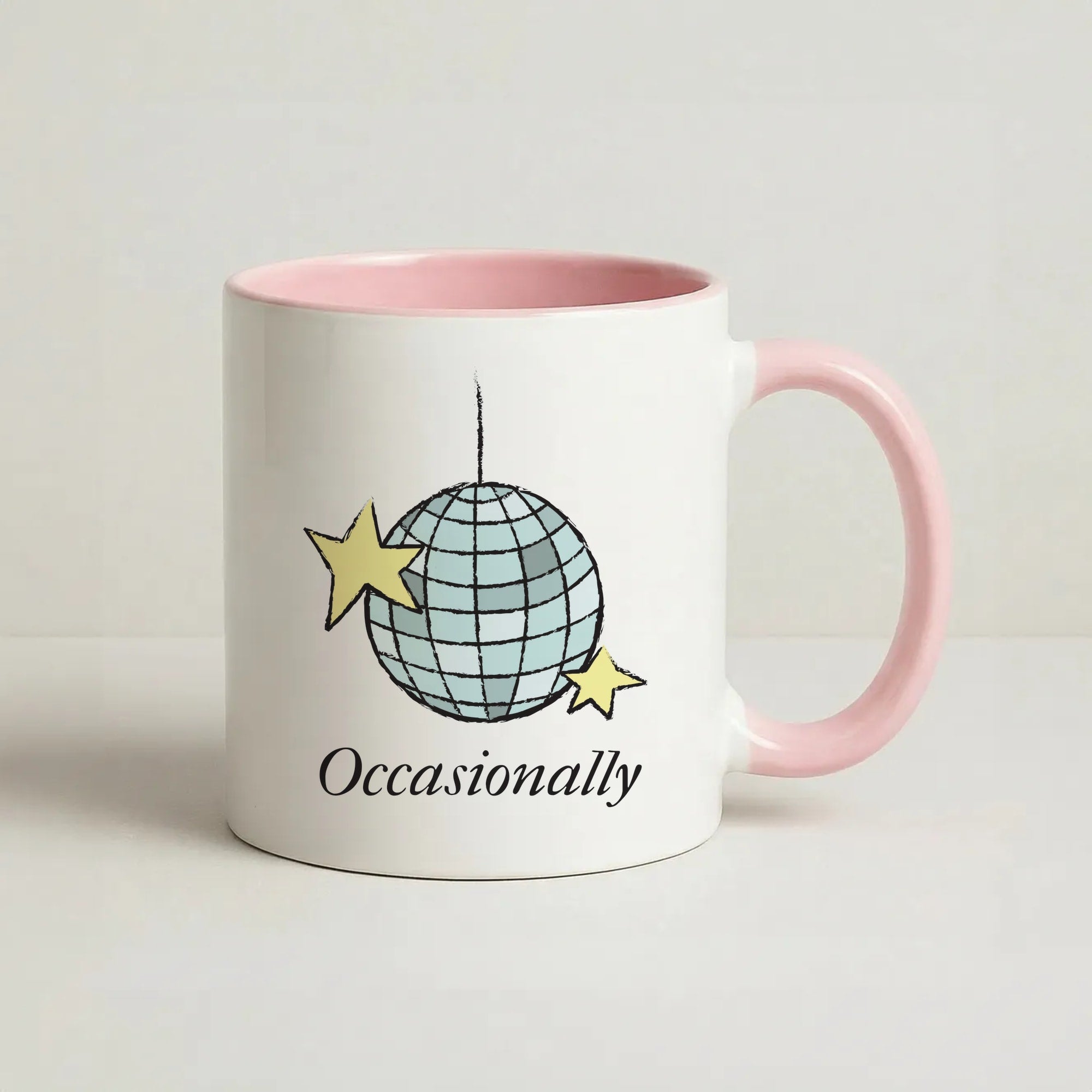 Ocasionally Discoball Coffee Pink Mug