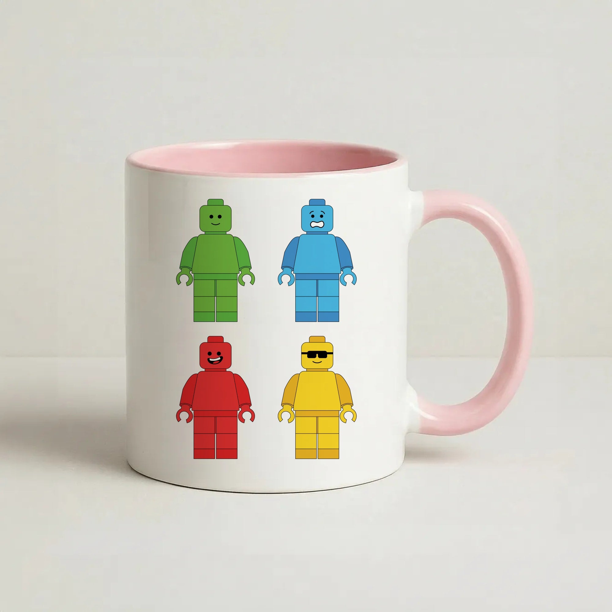 Bricks Figures Rainbow Coffee Pink Mug