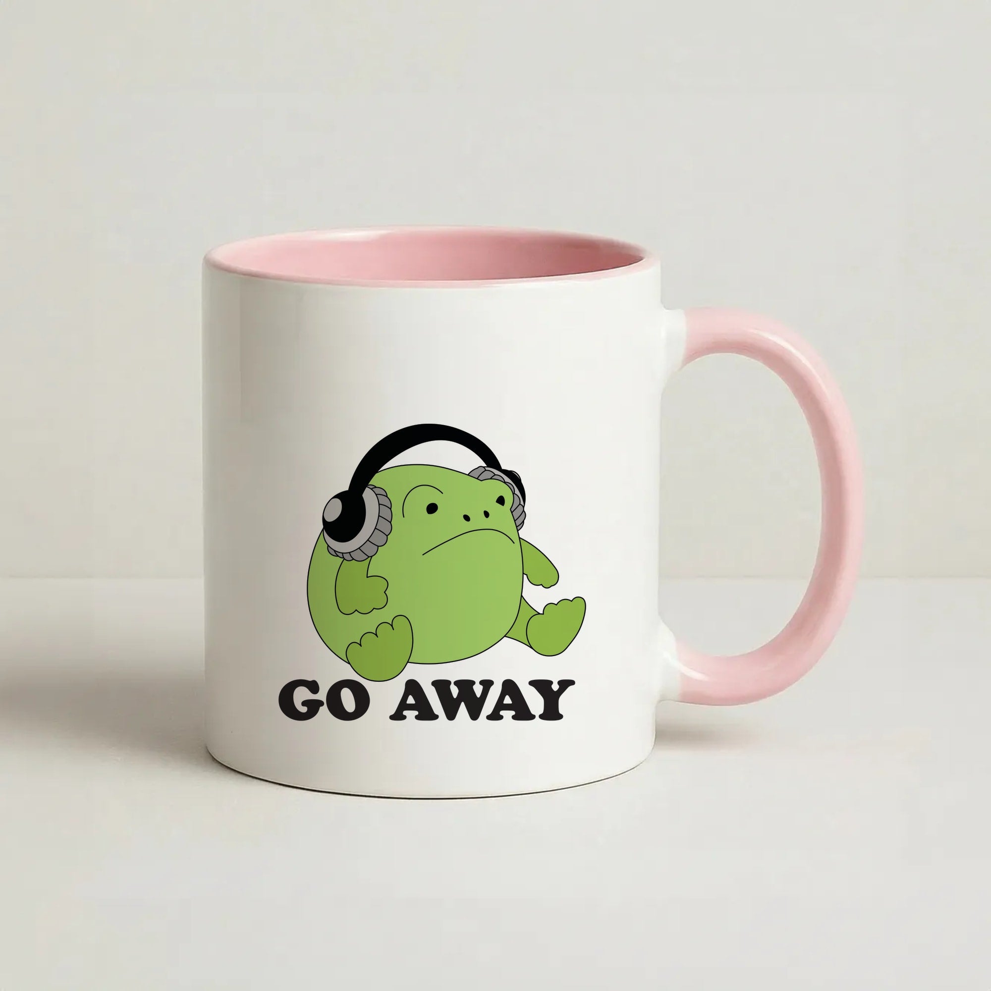 Go Away Grumpy Frog Coffee Pink Mug