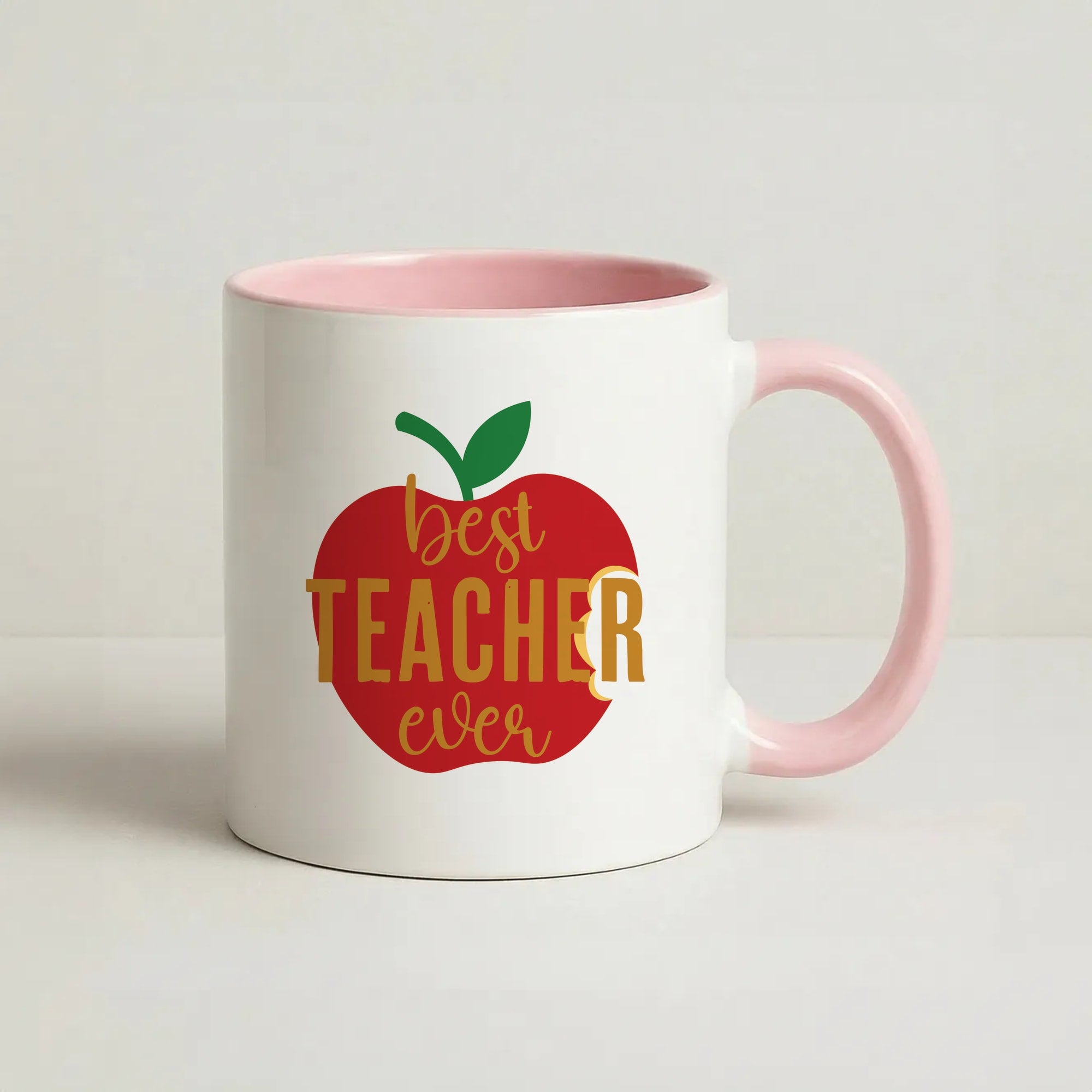 Apple Best Teacher Ever Coffee Pink Mug