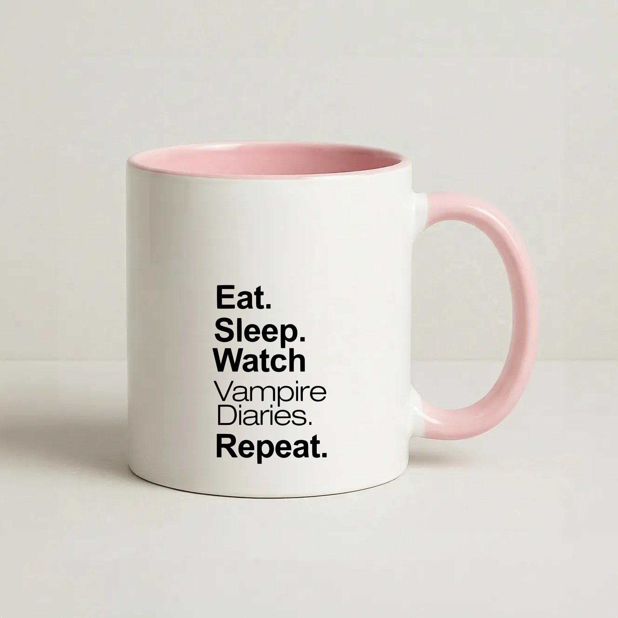Eat Sleep Watch VPD Repeat Coffee Pink Mug