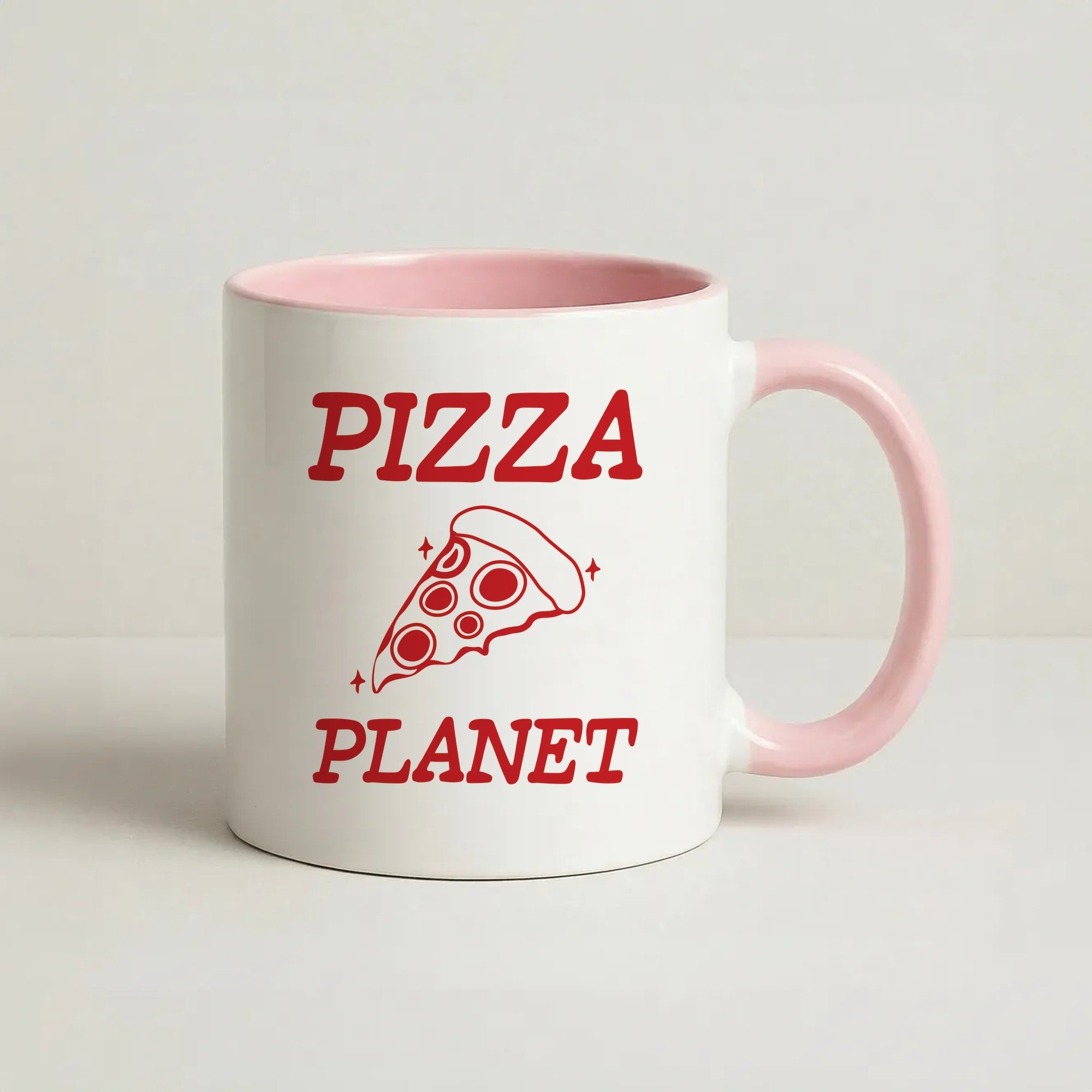 Retro Pizza Planet Coffee Pink Mug