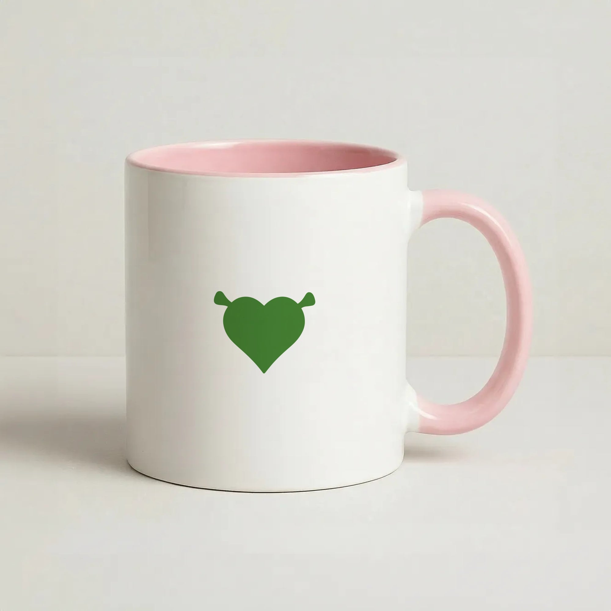 Green Ogre Heart Coffee Pink Mug