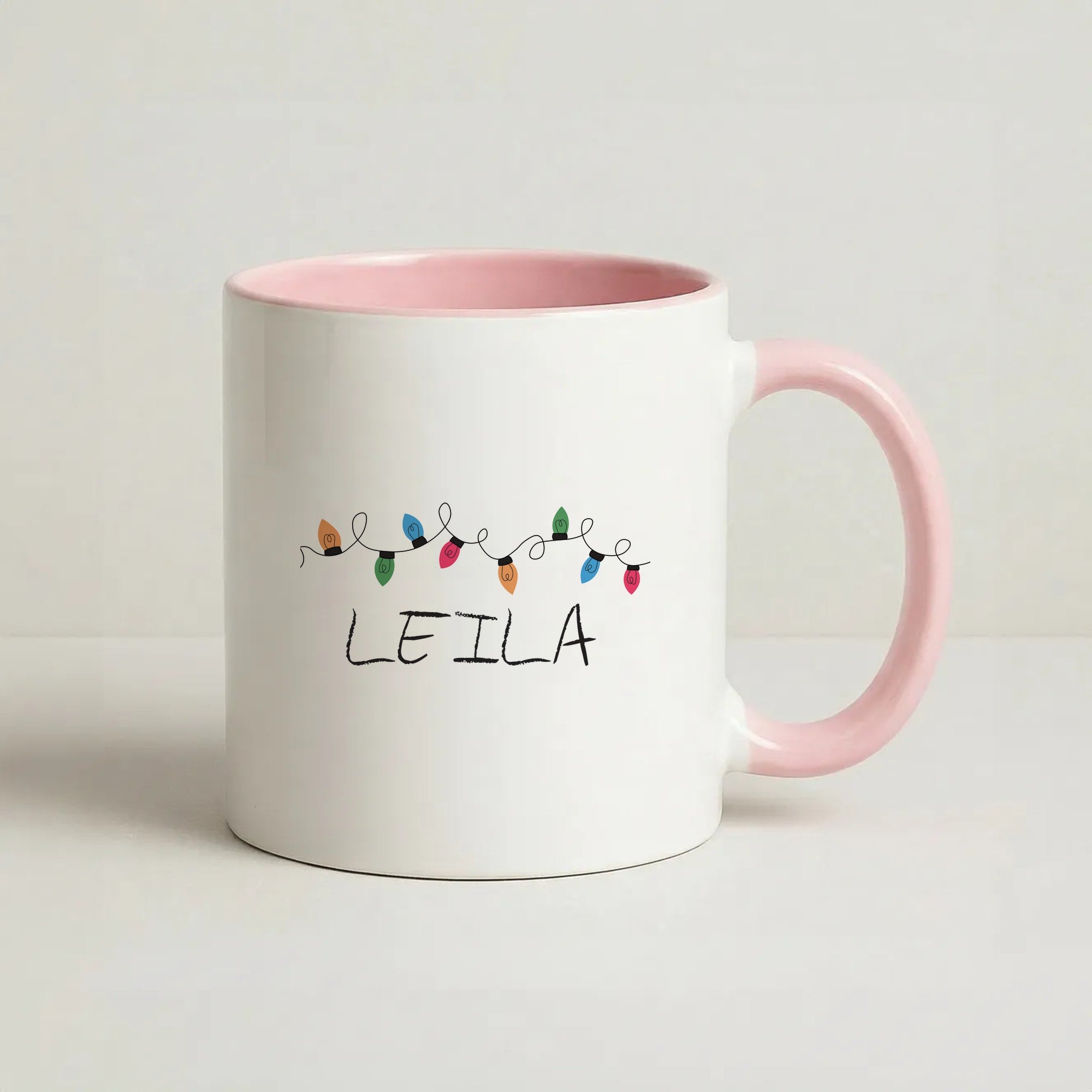 Fairy Lights - Personalised Stranger Coffee Pink Mug