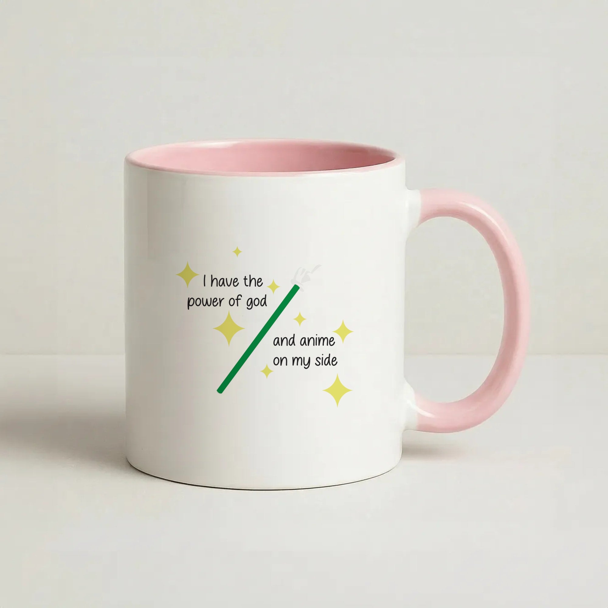 I Have The Power Of God And Anime On My Side - Memes Coffee Pink Mug