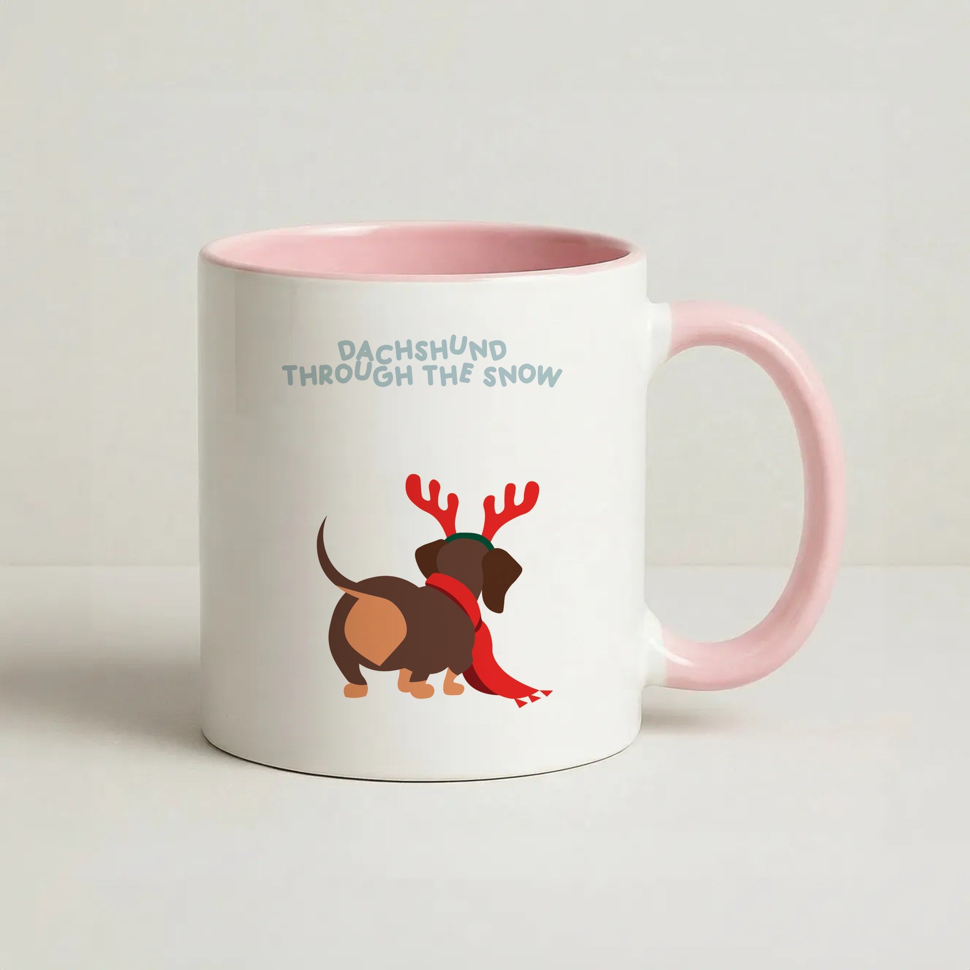 Dachshund Through The Snow - Christmas Coffee Pink Mug