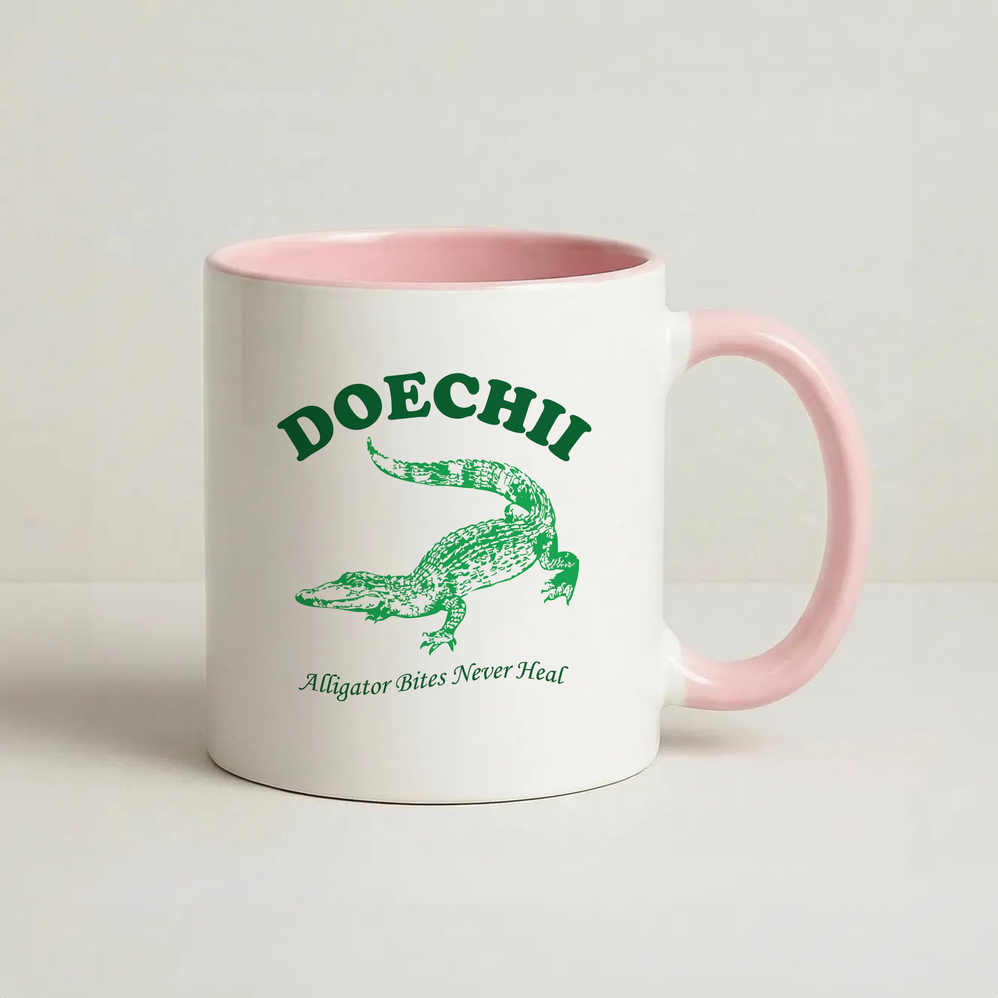 Alligator Bites Never Heal Collage Coffee Pink Mug