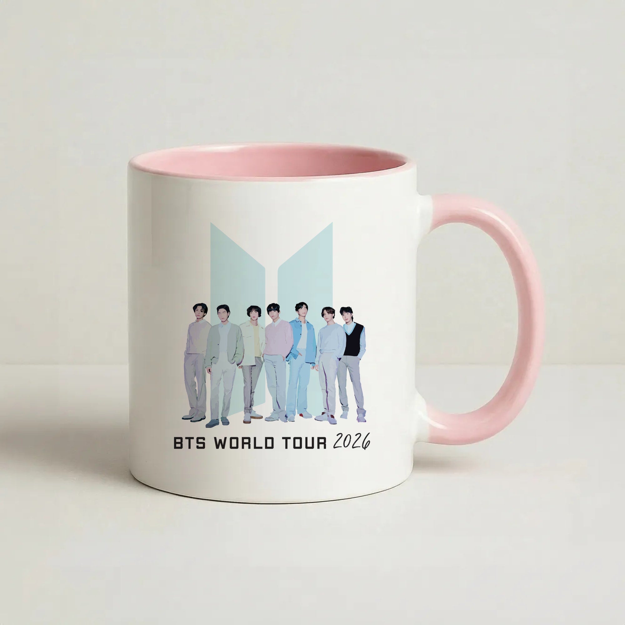 K-Pop Band Tour Pastel Blue Coffee Pink Mug