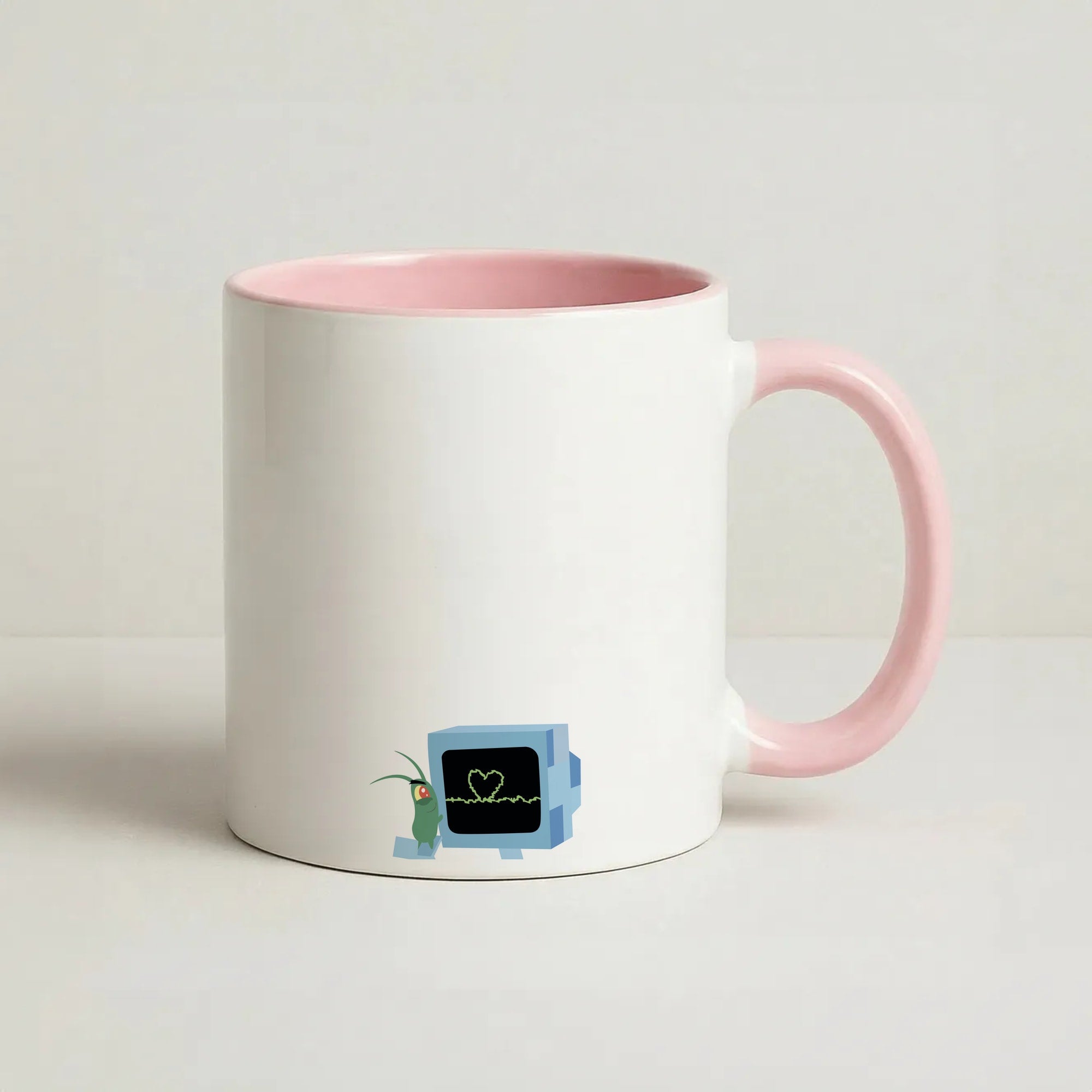 Plankton And Karen Coffee Pink Mug