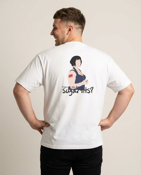 How You Doing? T-Shirt — White Back, worn