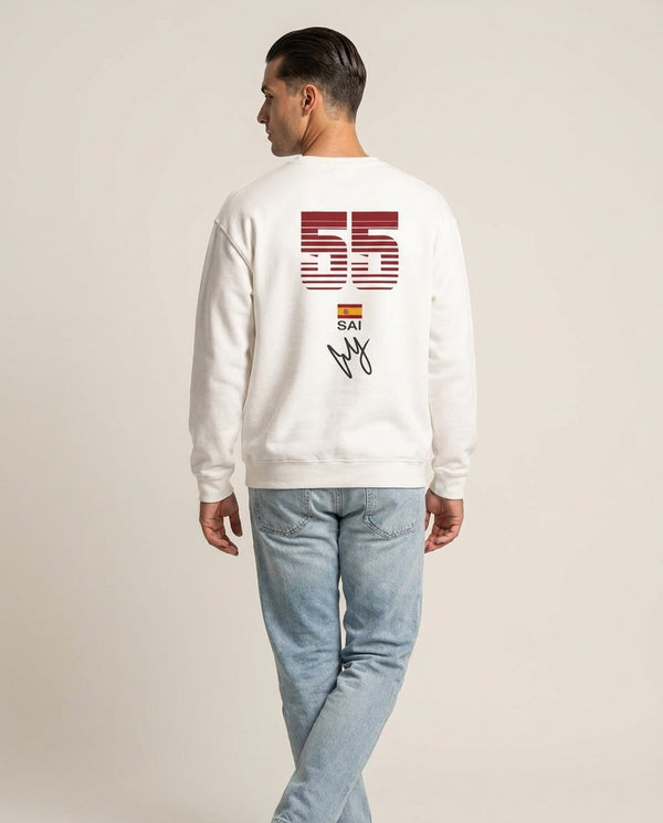 Sainz - F1 Sweatshirt — White Back, worn
