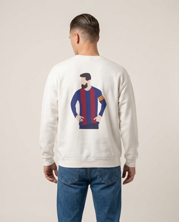 Messi Barca Sweatshirt — White Back, worn