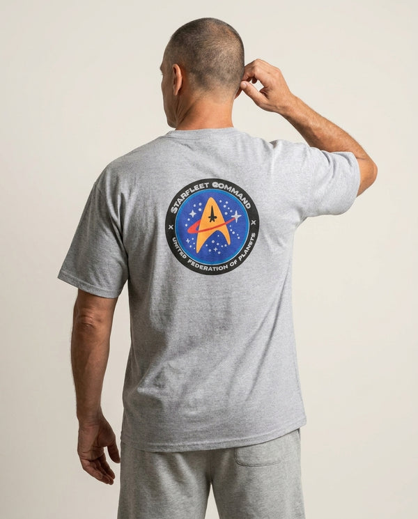 Starfleet command T-Shirt — Grey Back, worn