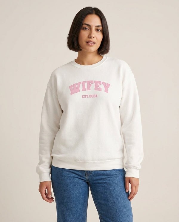 Wifey 2024 - Bridal Sweatshirt — White Front, worn