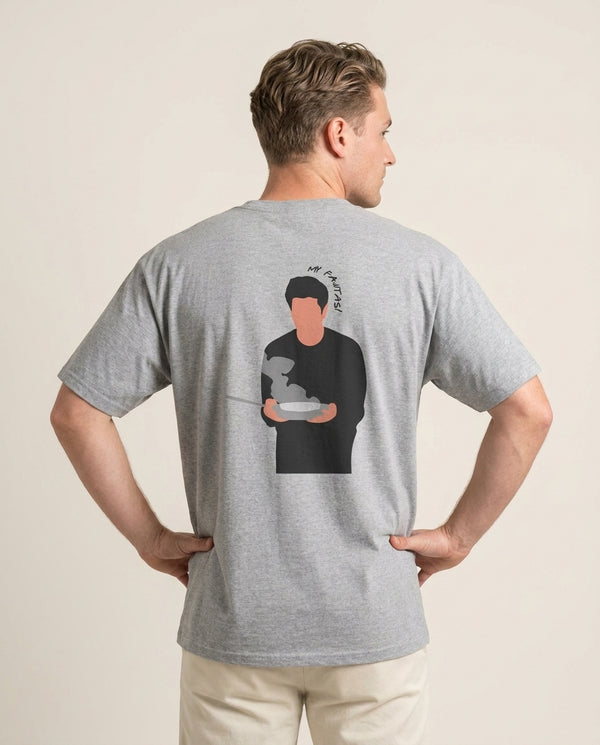 My Fajitas T-Shirt — Grey Back, worn