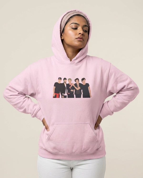 The 1D Crew Hoodie — Pink Front, worn