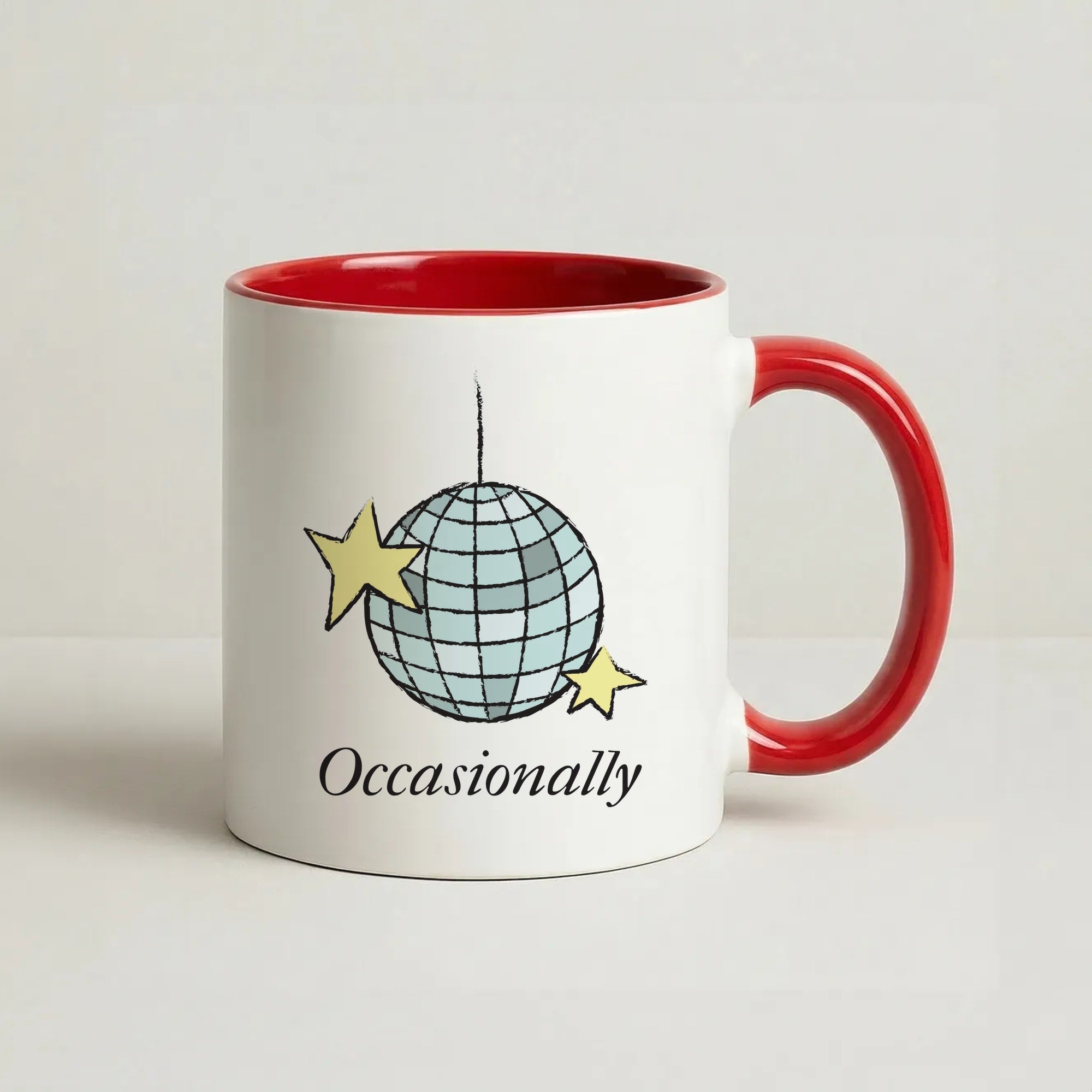 Ocasionally Discoball Coffee Red Mug