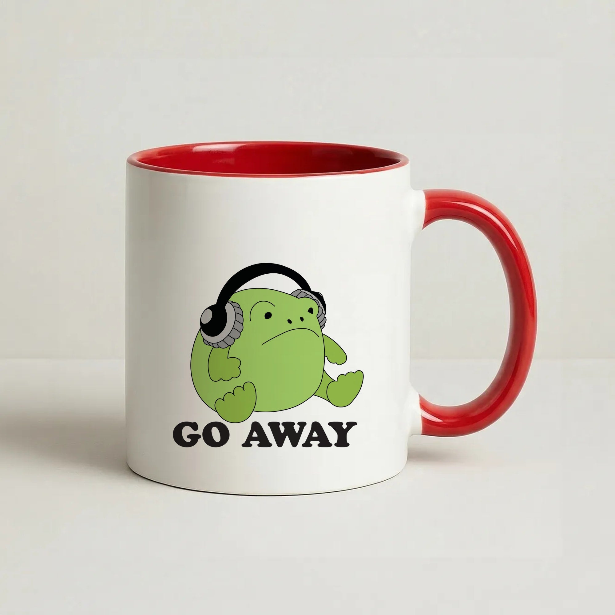 Go Away Grumpy Frog Coffee Red Mug