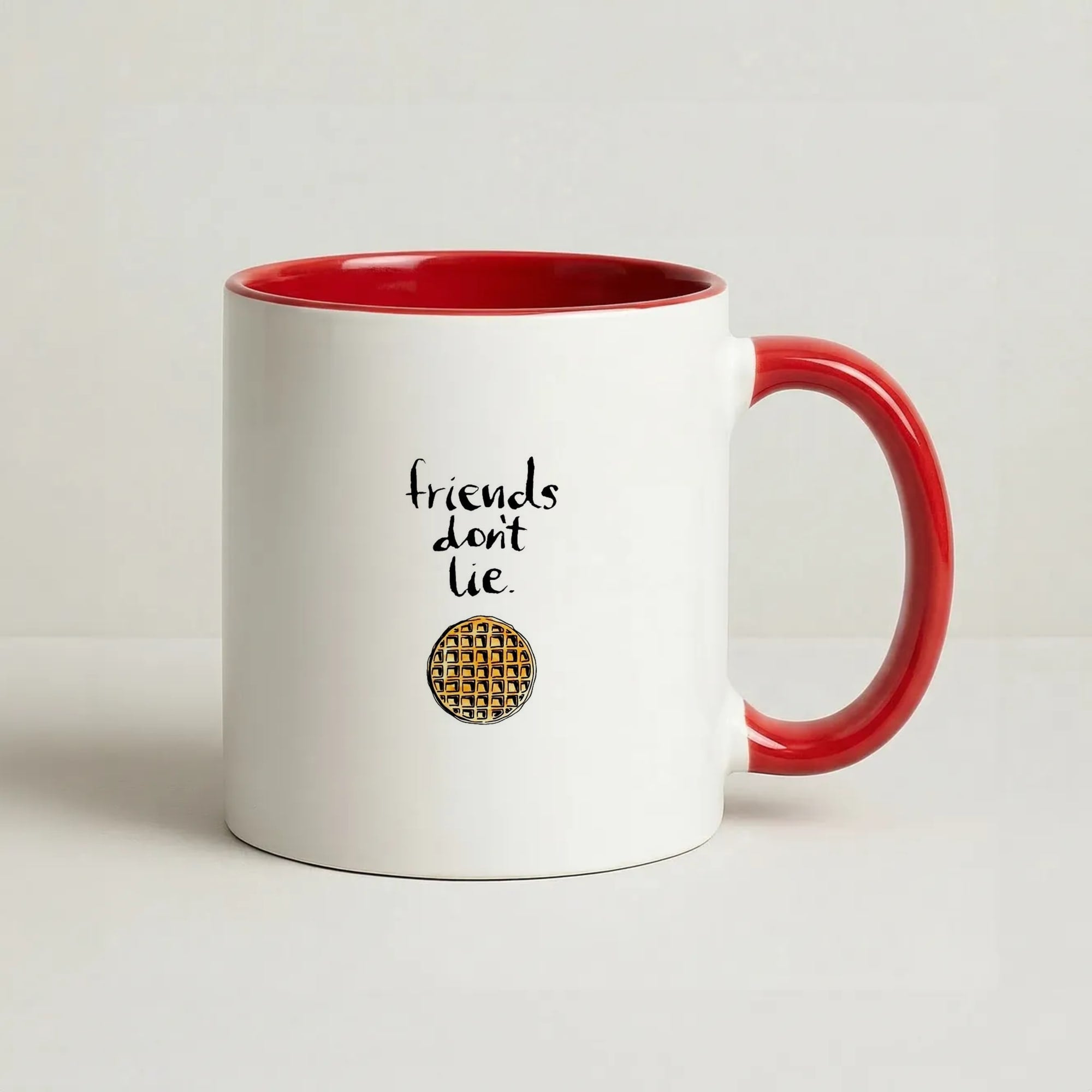 Friends Don't Lie Waffle Coffee Red Mug
