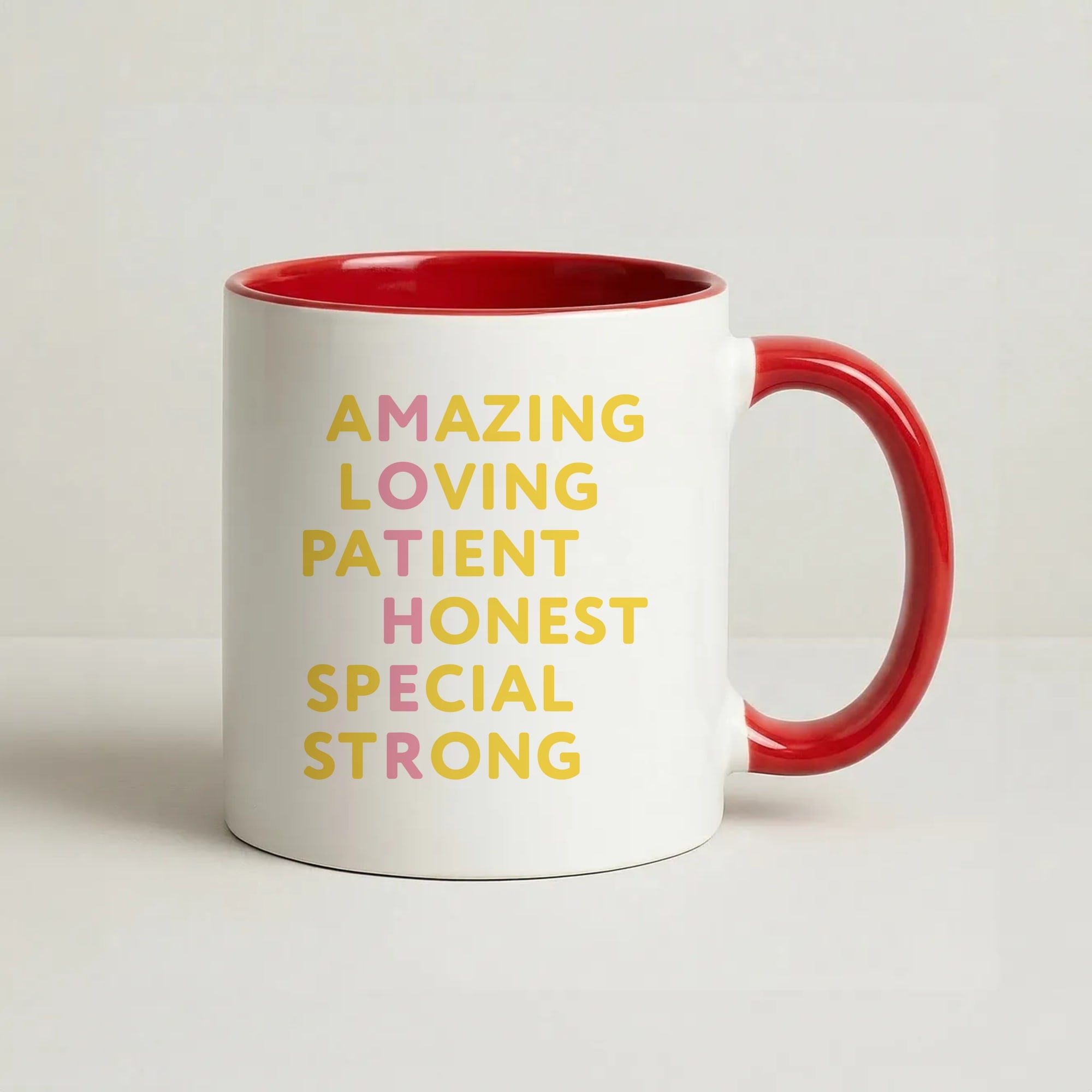 Mother Anagram Coffee Red Mug