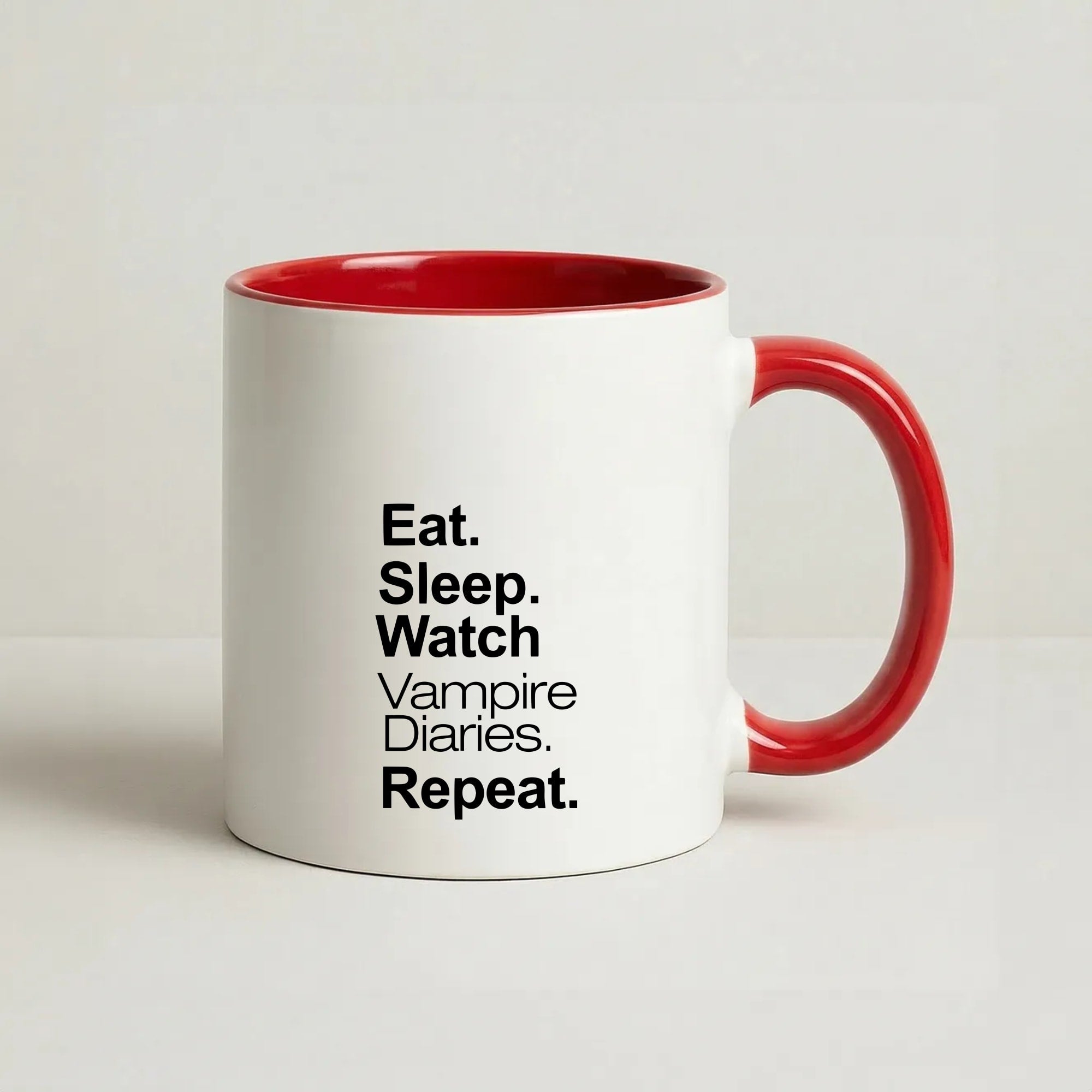 Eat Sleep Watch VPD Repeat Coffee Red Mug