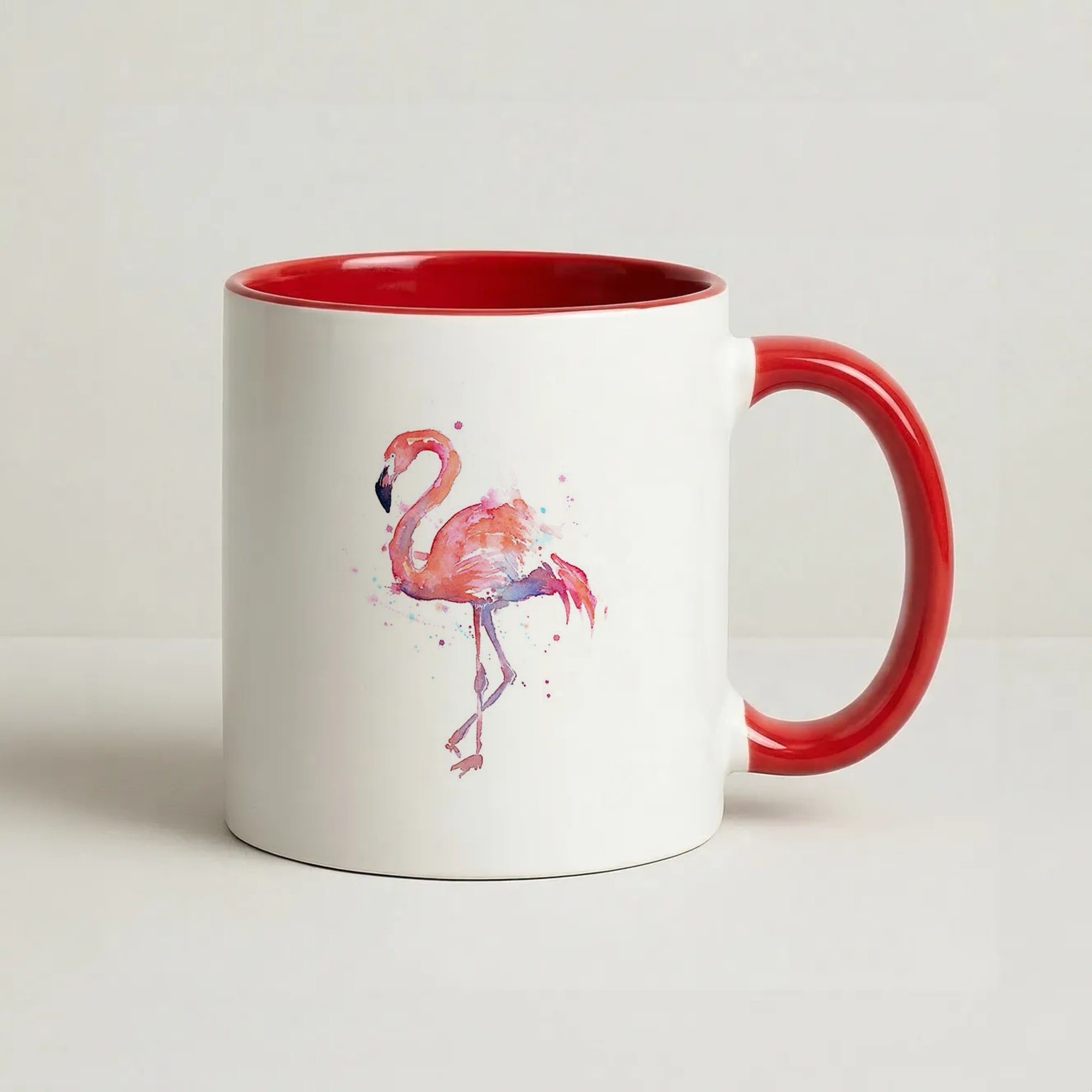 Watercolour Flamingo Painting Coffee Red Mug