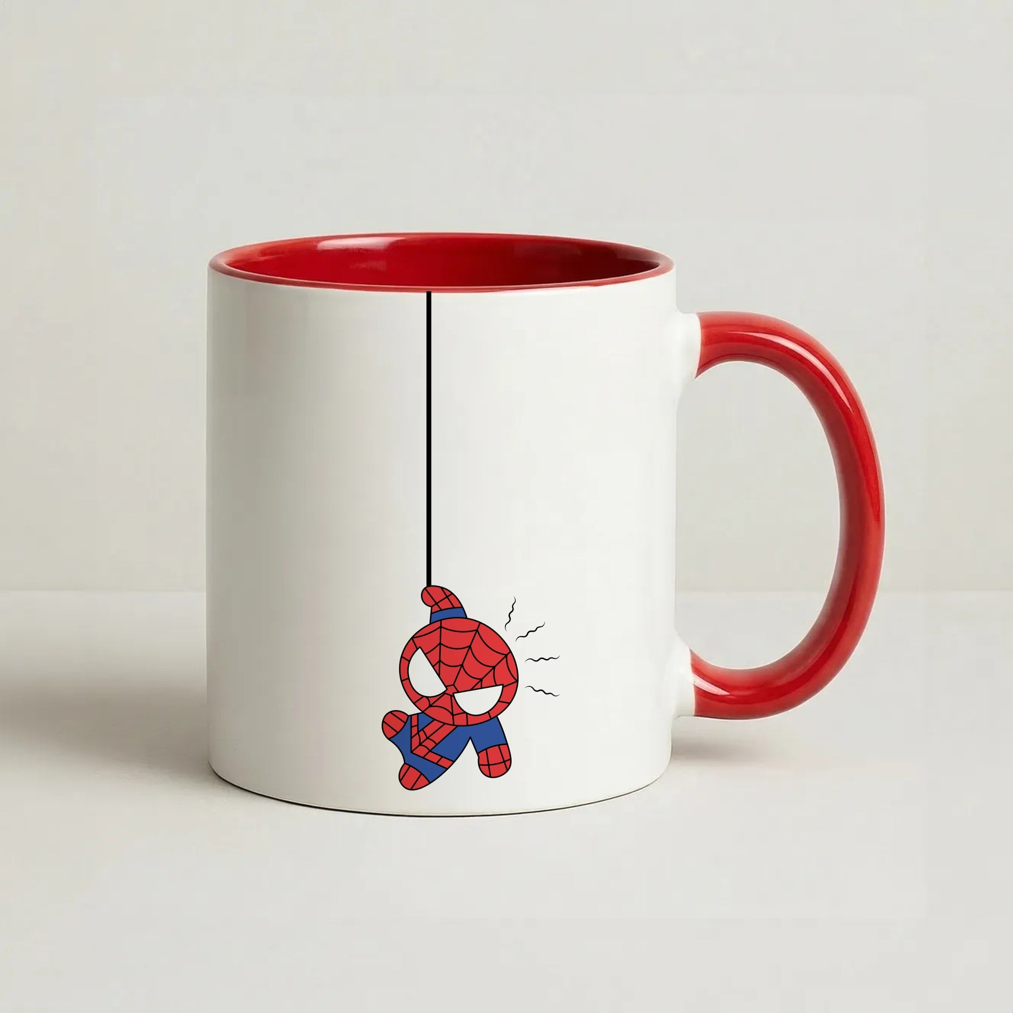 Blue Hanging Spider Hero Coffee Red Mug
