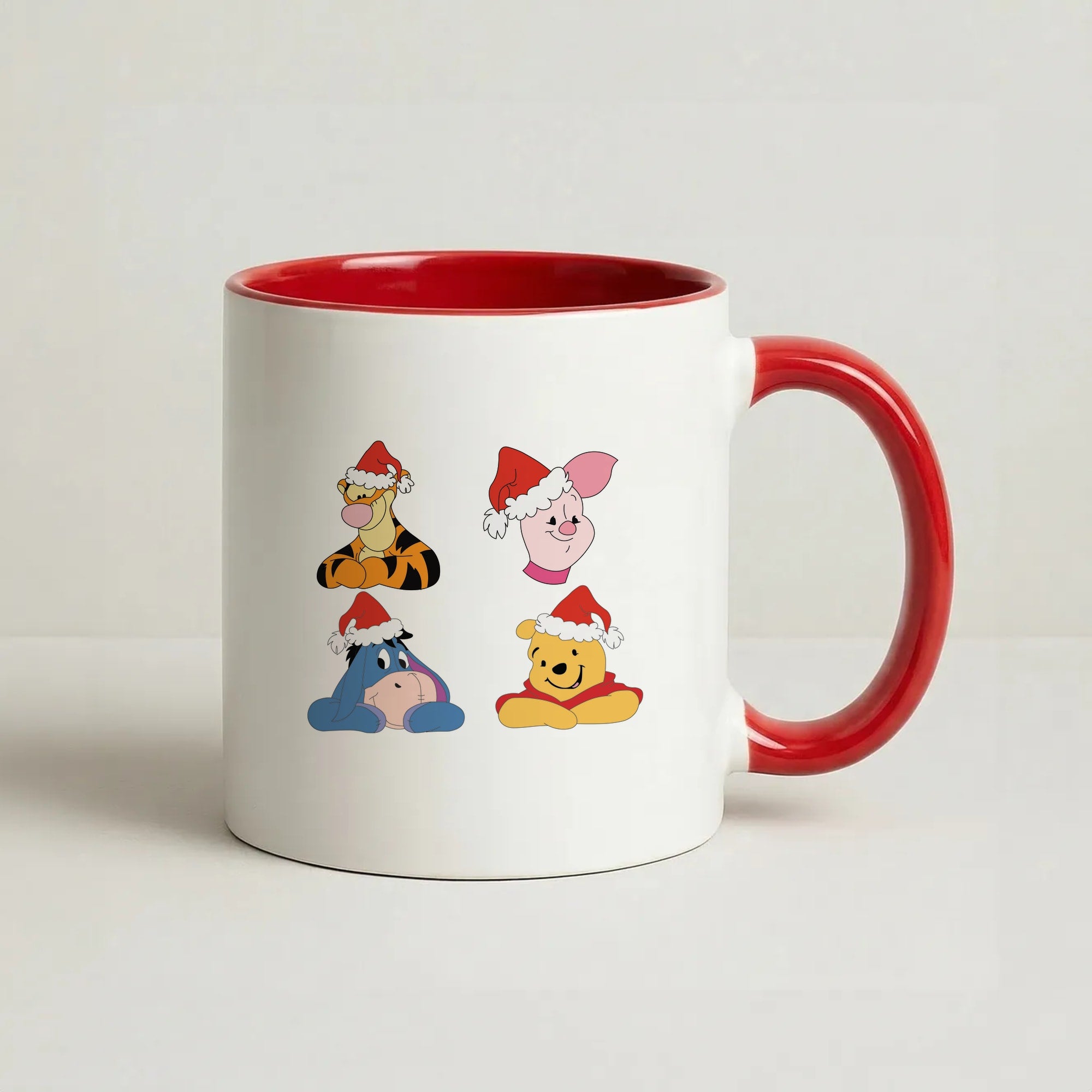 Bear, Tiger, Donkey and Pig Pattern Christmas Coffee Red Mug