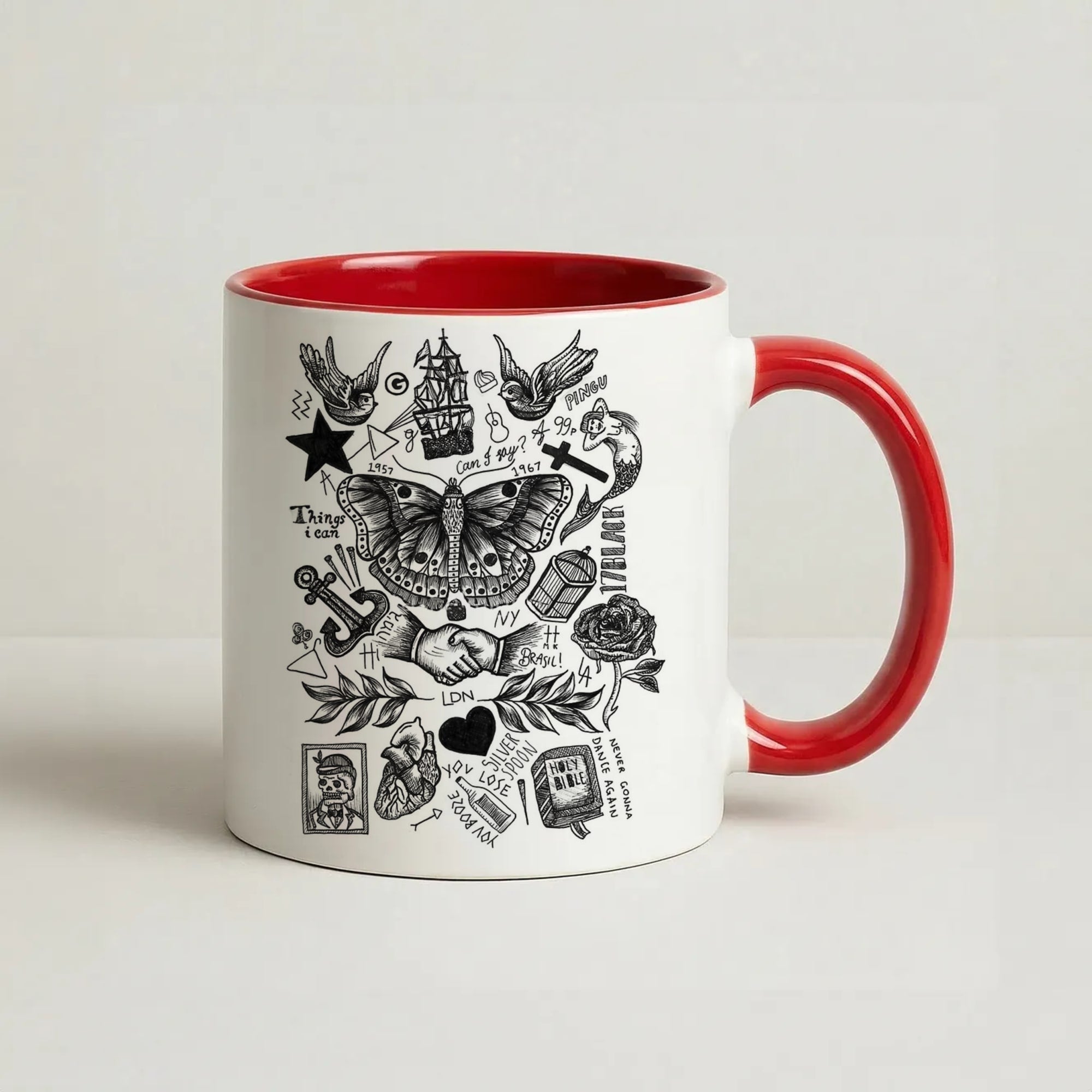 Harry Tattoos Coffee Red Mug