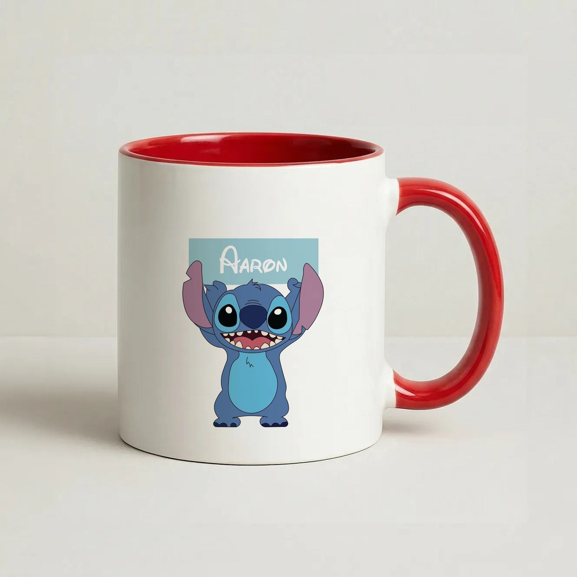 Standing Blue Alien - Personalised Disney Coffee Red Mug