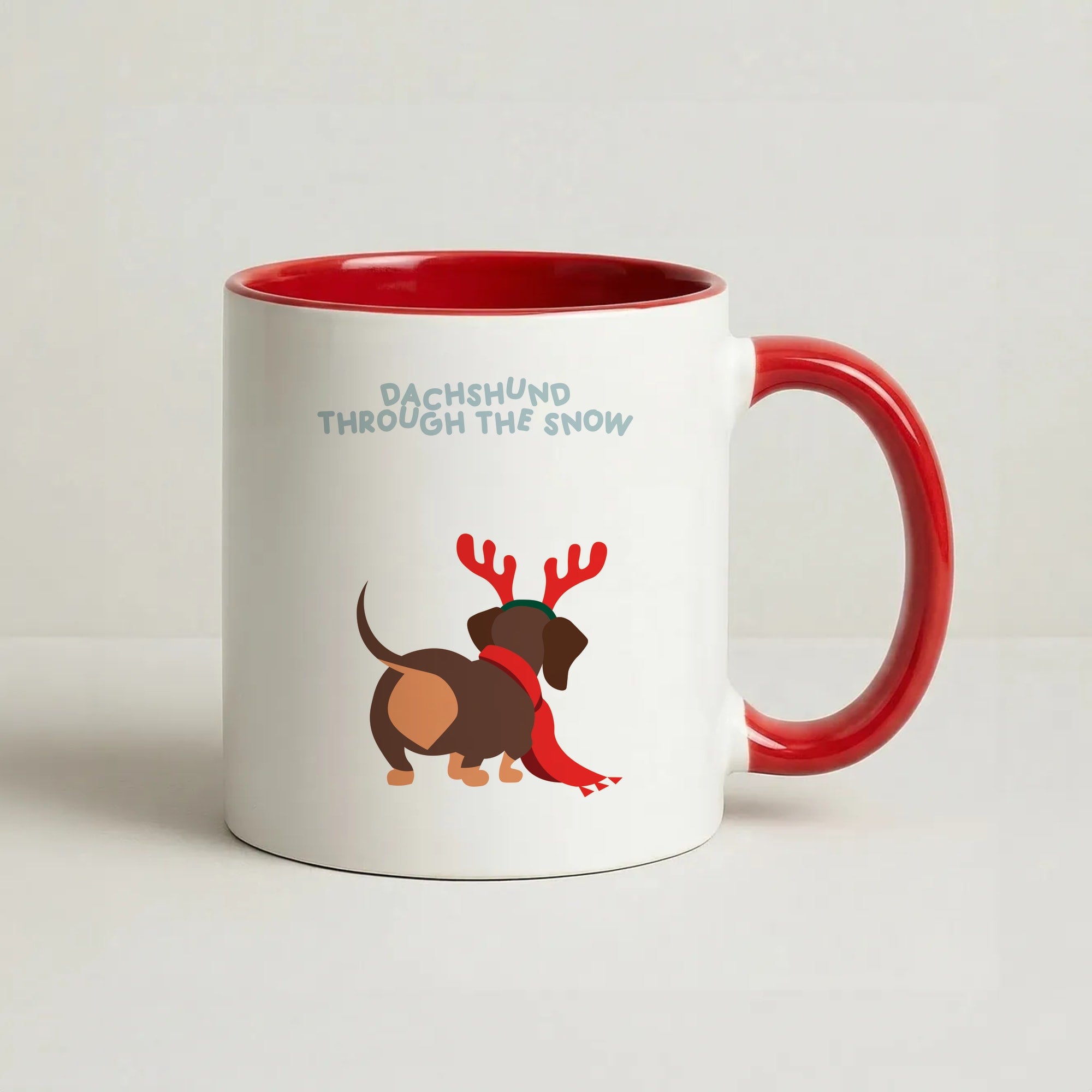 Dachshund Through The Snow - Christmas Coffee Red Mug