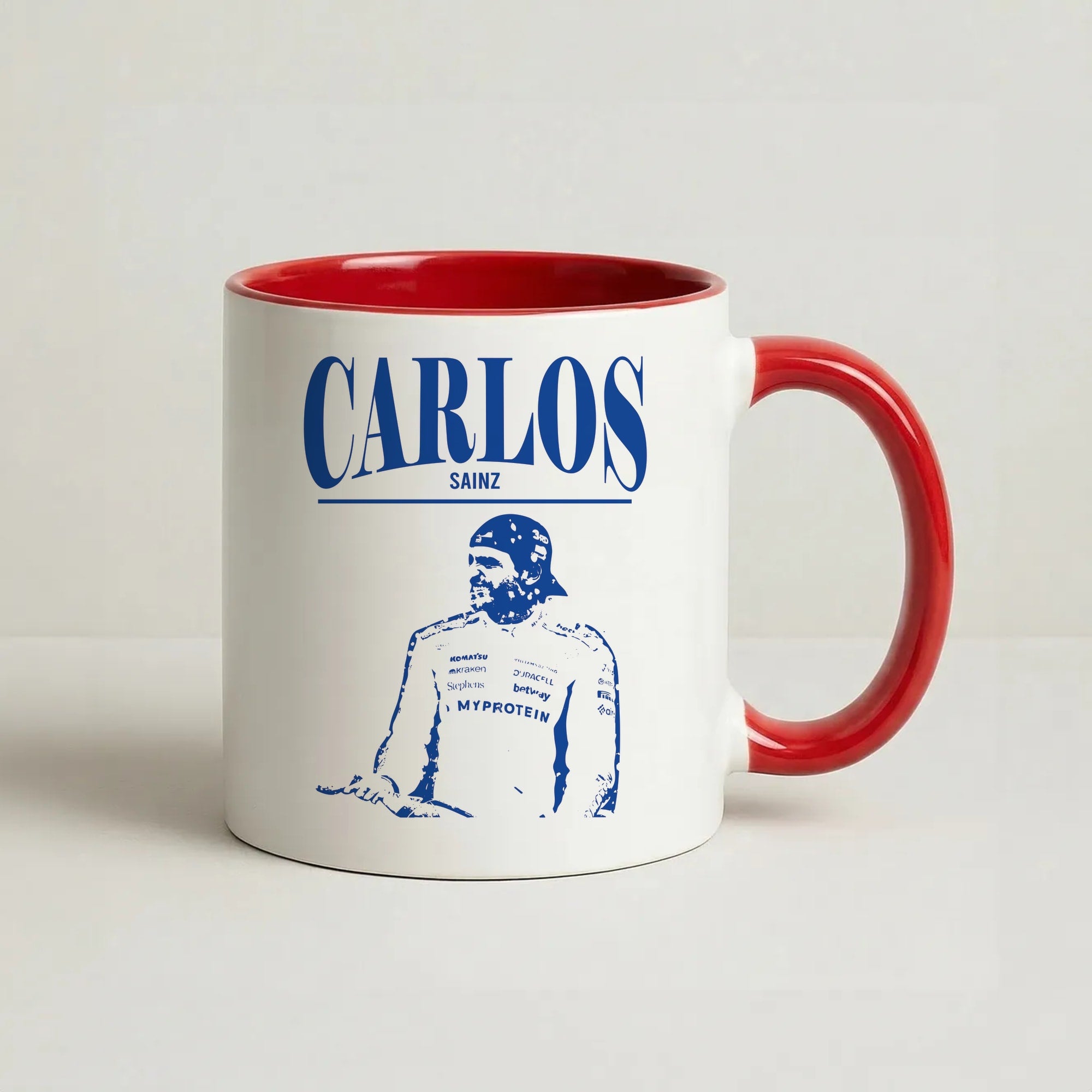 Carlos White And Blue Coffee Red Mug