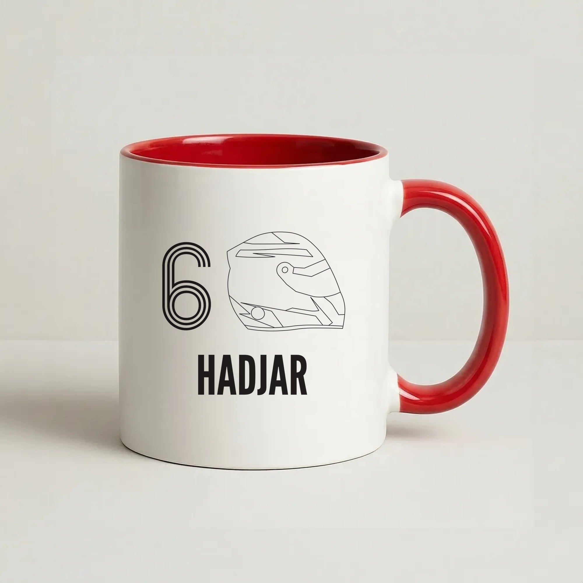 Hadjar Helmet 2026 Coffee Red Mug