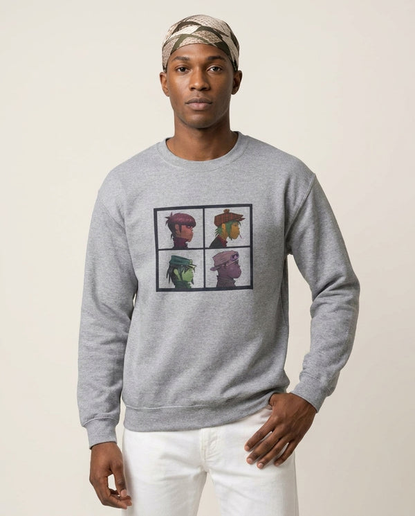 Members Sweatshirt — Grey Front, worn
