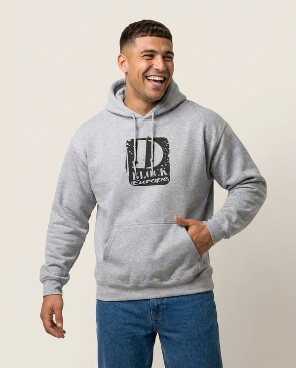 D Block Europe Hoodie — Grey Front, worn