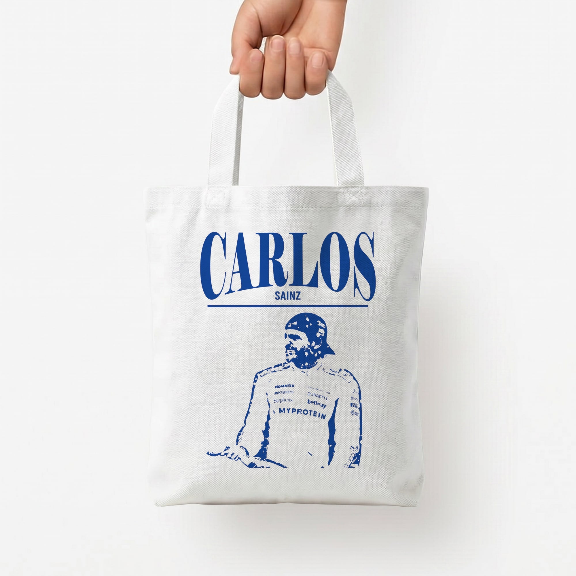 Carlos White And Blue Tote Bag — White / Small