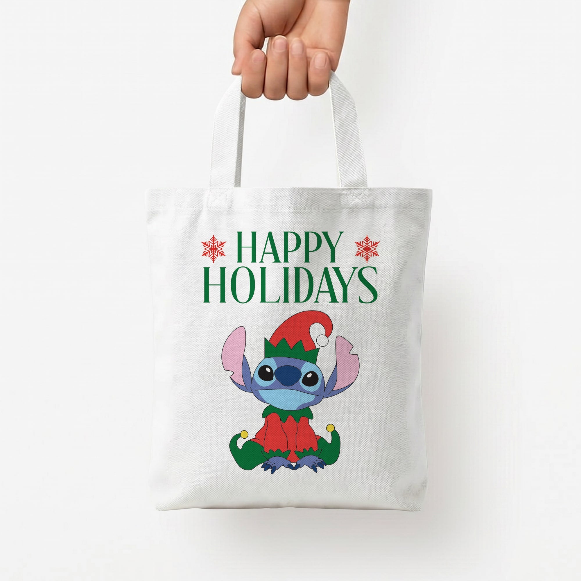 Cute Blue Alien Elf Tote Bag — White / Small